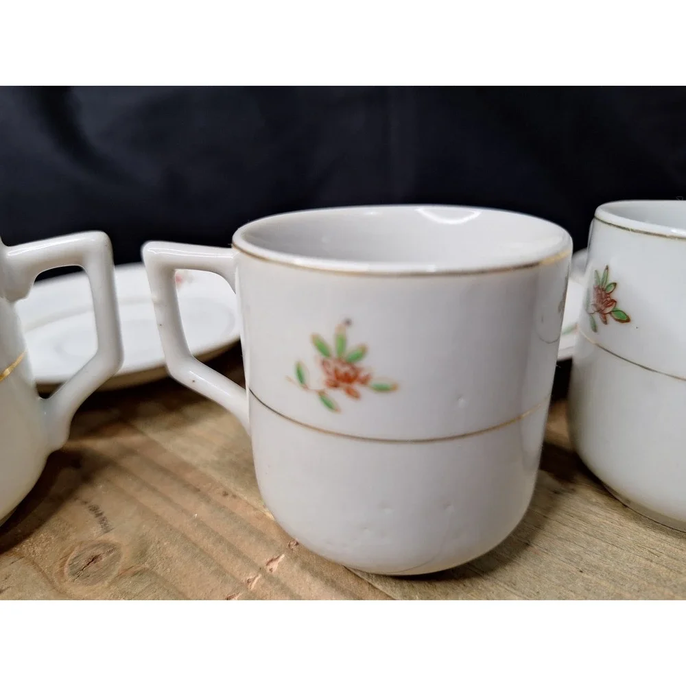 Vintage Made in Occupied Japan‎ Floral Tea Cup and Saucer Set 7 Piece Porcelain